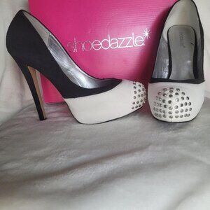 shoe dazzle, size 9.5, black/white